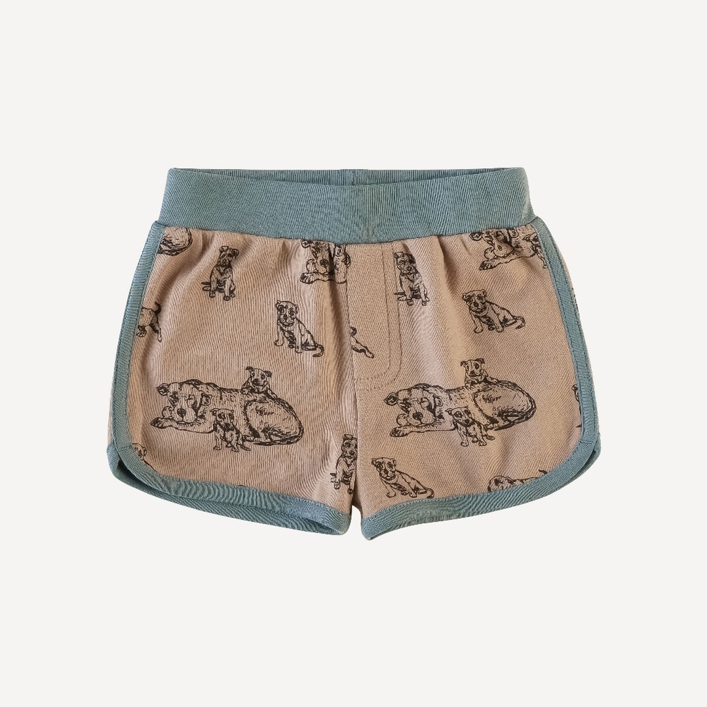NWT 8Y Kate Quinn Retro Track Short Mocha Pit Bulls Cotton Shorts Dogs Pitties